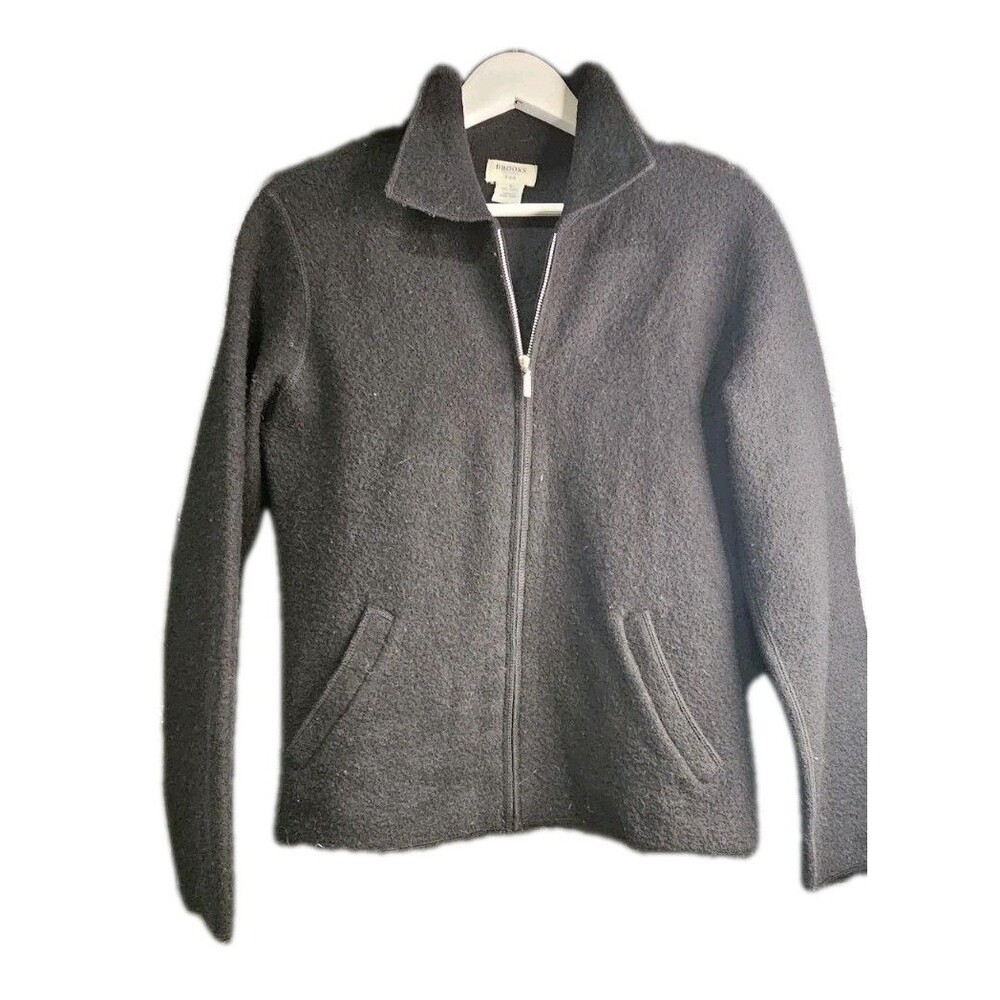Vintage Brooks Brothers 346 Black Boiled Wool Zip Jacket Women’s Small...